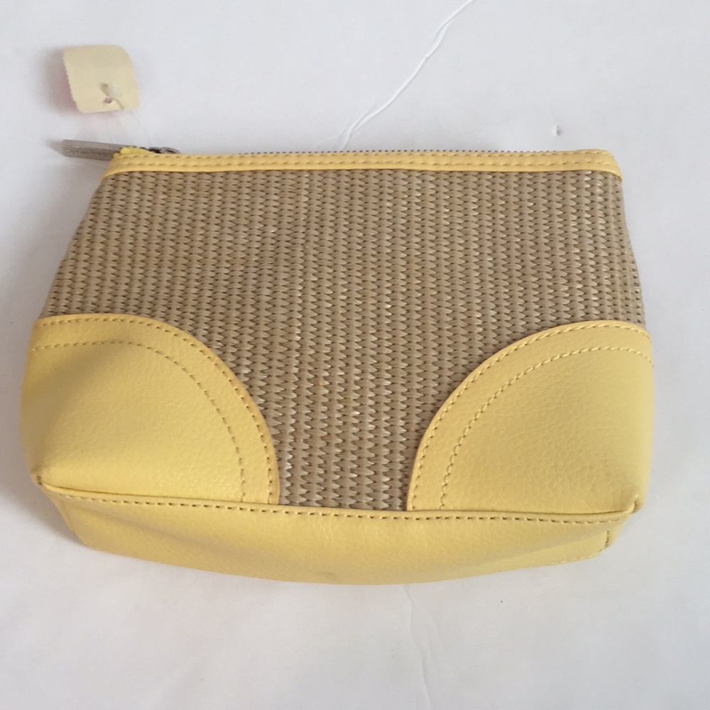 Bath & body works yellow and straw cosmetic bag